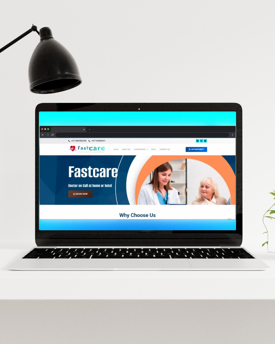 site overview of the brand fast care UAE medicare for elderly